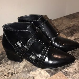 French connection black studded booties